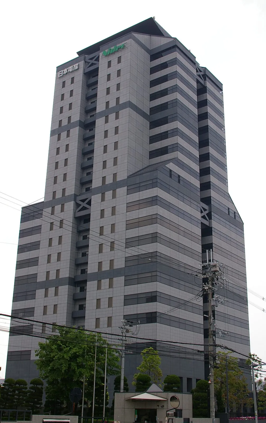 Nidec Corporation headquarters building with company signage in Japan