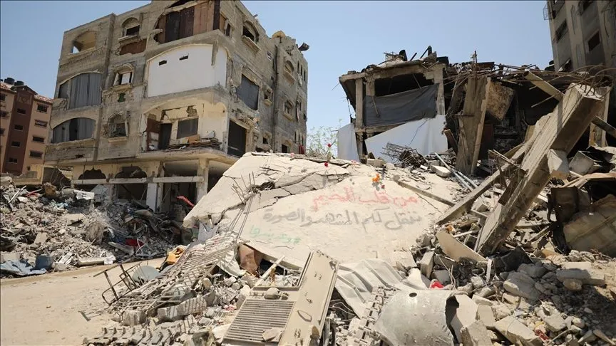 Residential buildings in Gaza destroyed by Israeli strikes