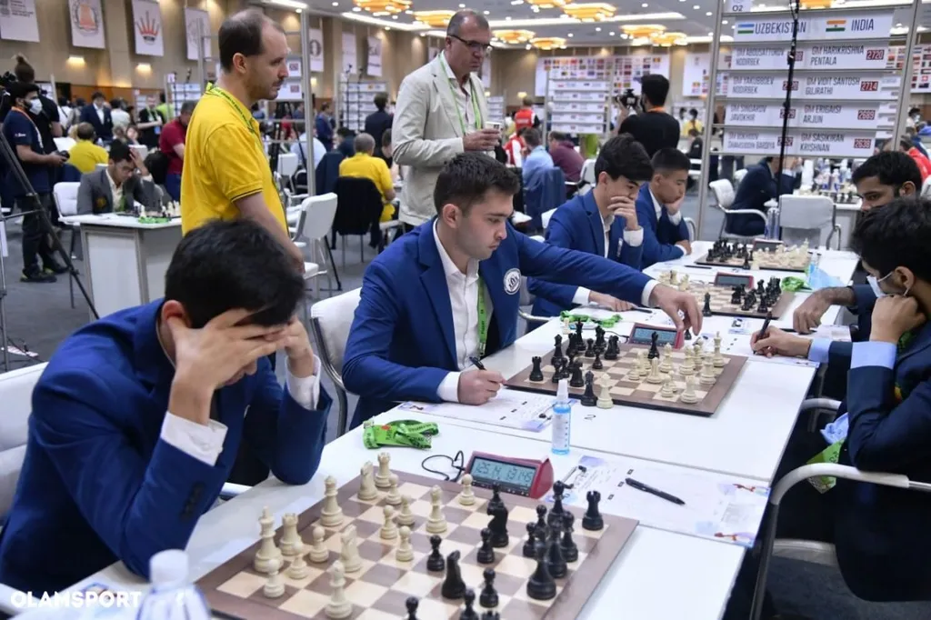 Uzbekistan players competing at the Chess Olympiad
