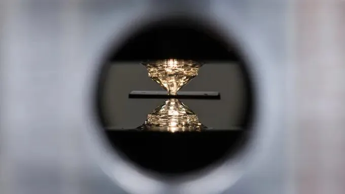 A diamond anvil cell used in high-pressure superconductor experiments