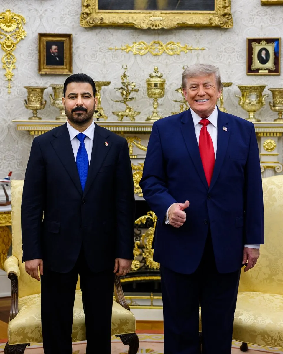 US President Donald Trump with Iraqi Prime Minister Ali al-Zaidi at a White House bilateral meeting